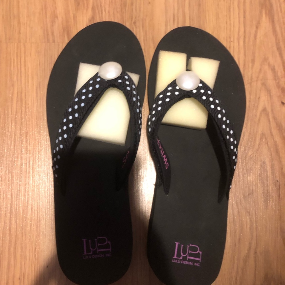 Black Polka Dot Women's Flip Flops Lulu (Switch Flops brand)